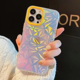 Carbon Firber Diamond Laser Cell Phone Cases For iPhone 12 13 Pro Max XR XS SE TPU Shockproof Girls Soft Cover