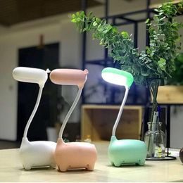 Table Lamps Lamp LED Rechargeable Reading Light Push Button Switch Cartoon Cute Deer Type USB Desk For BedroomTable