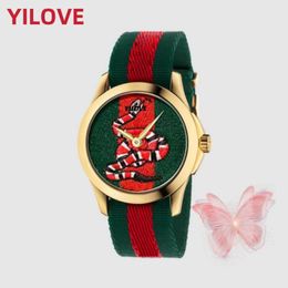 Montre De Luxe Bee Tiger Snake Round Dial Watch Nylon Strap Waterproof Unisex Wristwatch Couples Men And Women Can Wear Gifts Quartz Imported Movement Clock