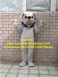 Mascot doll costume Vivid Grey SharPei Dog Mascot Costume Mascotte Shar Pei Dog Shari Pie Dog With Sharp Teeth Blue Necklet Adult No.1160