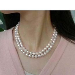 2 share 8-9mm natural Akoya white pearl necklace 18 inch