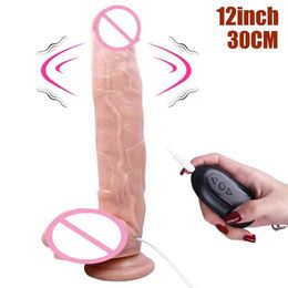 Nxy Dildos Dongs 12inch 30cm Vibrators with Strong Suction Cup Realistic Female Masturbator Sex Shop Adult Toys 220420