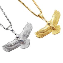 rock eagle UK - Pendant Necklaces Stainless Steel Animal Flying Eagle Necklace Mens Cool Rock Biker Jewelry FashionPendant NecklacesPendant