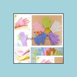 Exfoliating Bath Glove Five Fingers Bathroom Accessories Nylon Gloves Bathing Supplies Products Shiip Drop Delivery 2021 Brushes Sponges