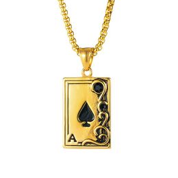 Pendant Necklaces Punk Stainless Steel Spade A Square Pendants For Men Rock Jewellery Gold Silver Colour