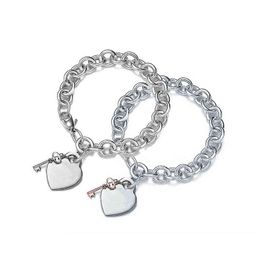 925 Sterling Silver Return To Bracelet for Women Classic Key Plus Heart Charm Chain Lobster Clasp Design Light Luxury Jewelry G220510