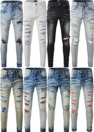 Men High Quality Designer Jeans Ripped Jean Denim Pants Man Slim Jeans Casual Hip Hop Zipper Trousers For Male Stretch Trouser