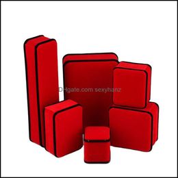 Jewelry Boxes Packaging Display Square Shape Veet Holder Red Black Color For Pendant Neckl Dhqc9