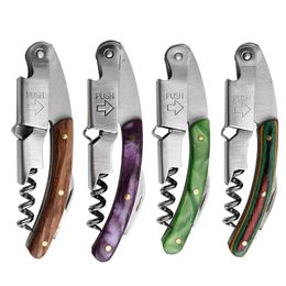 Wine Bottle Opener With Wood Handle Corkscrew Open Easy Stainless Steel Knife Kitchen Multi-function Portable Screw Tool LX4901