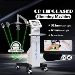 Directly effective 532nm 6D Lipolaser Body Shape Slimming Machine 635nm red green light therapy Lipolysis Abdomen Fat Reduction Weight Loss laser beauty equipment