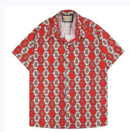 2022GG Designer Blouse Shirts Men's Fashion Geometric Letter Print Tshirt supre Casual Shirts Men Short Sleeve Turn Down Collar Dress Shirt