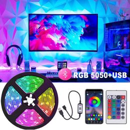 Strips Strip 5V USB Flexible TV Backlight Lamp RGB Tape Diode Phone Bluetooth APP Background Lights For Room 1-15M Luces LedLED LED