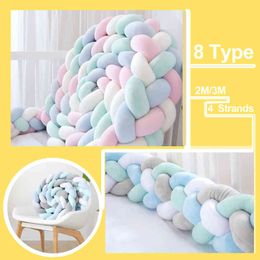 2M/3M Baby Bed Bumper Infant Cradle Pillow Knotted Braided Knot Crib Bumper Kids Bed Baby Cotton Protector Baby Room Decor AA220326