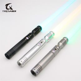 TXQSABER Heavy Duelling FOC Metal Handle Lightsaber Force FX 12 Colours 10 Sound Fonts Blaster LockUp Light Sword Xmas Gifts 220808