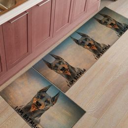 Carpets Retro Doberman Pet Dog Modern Kitchen Rug Home Bathroom Living Room Decoration Floor Mat Anti-Slip Long RugCarpets