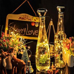 Strings 20led Outdoor Solar Bottle Cork Light String Copper Wire Diamond Fairy Garland Lamp Xmas For Wedding Holiday Paito Vase DecorLED LED