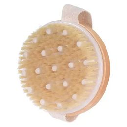 Body Brush for Wet or Dry Brushing Natural Bristles with Massage Nodes Gentle Exfoliating Improve Circulation C0802