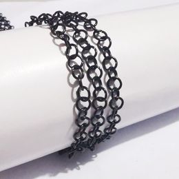 3meter Lot Black 5mm Stianless Steel Round circle Rolo Link Chain Jewelry Findings Chains Marking DIY in bulk