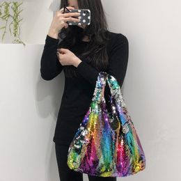 Fashion Colourful Sequined Women's Bags Handbag Handmade Beading Shoulder Crossbody Bag Casual Large Capacity Nylon