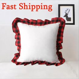 New Sublimation Blank Pillow Case Red Lattice DIY Heat Transfer Printing Cushion Cover Throw Sofa Pillowcover Home