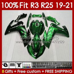 OEM Body Kit For YAMAHA YZF-R3 YZFR25 YZF-R25 YZFR3 19-21 Bodywork 141No.171 100% Fit YZF R 3 25 R3 R25 19 20 21 Frame R-25 2019 2020 2021 Injection Mould Fairing green stock