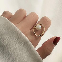 weddings rings Australia - Wedding Rings Aesthetic Pearls For Women Accessories Fashion Vintage Hollow Handmade Adjustable Couple Engagement Finger Jewelry GiftsWeddin