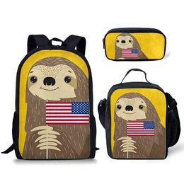 HBP Climbing Branch Sloth Fashion Cute Printed Student Backpack Single Shoulder Bag Pencil Bag Three Piece Set 220804