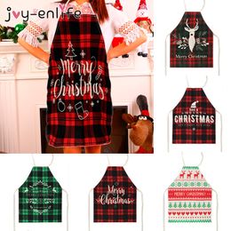 1pcs Linen Merry Christmas Apron Decorations for Home Kitchen Accessories Natal Noel Year Gifts Y201020