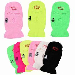 Beanie/Skull Caps Ball Caps Pow Explosion Embroidery Full Face Cover Ski Mask Ha T220823