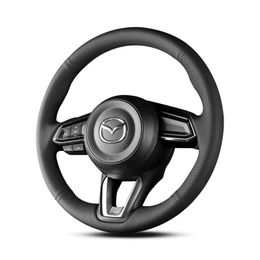 custom black leather hand sewn steering wheel cover For Mazda onxela 2018 20 2021 Atenza cx-4 / 5 cx-8