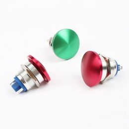 Switch 19mm Metal Aluminium Mushroom Head Push Button Momentary Self-locking 1NO Car Press 2pin Terminal 19MG/L.F.CSwitch