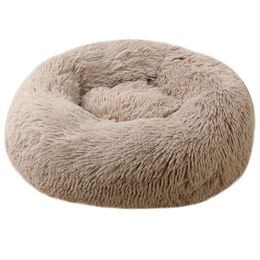 Winter Warm Round House Soft Long Plush Cat Best Dog For Small Dogs Cats Nest Sleeping Pet Bed Puppy Mat 210224