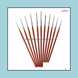 Other Office School Supplies Business Industrial 11Pcs/Set Professional Detail Paint Brush Fine Pointed Tip Miniature Brushes For Acrylic