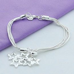 925 Sterling Silver Bracelet Star Snake Chain Multilayer Bracelet for Woman Charm Jewelry Wedding Gift