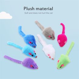 1pc Colourful Mouse Cat Toy Plush Mice Toy Bite Resistant Molar Toy Fleece False Mouse Funny Kitten Playing Pet Training Supplies 220423