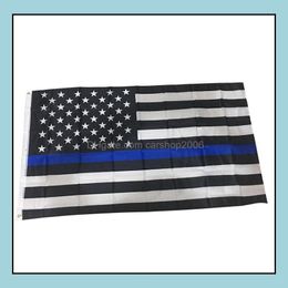 Banner Flags Festive Party Supplies Home Garden Thin Blue Line Police American Flag 3 By 5 Foot With Grommets 4 Types Li Dhe4Z