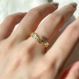 Love Feather Real 925 Sterling Silver ring Openings Adjustable 18k Gold rings For Women Party Holiday Friend Gift Valentines Day Fashion Jewelry Rings With Box