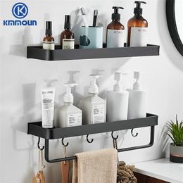 Black White Bathroom Shelf Shampoo Holder Kitchen Storage Rack Hardware Space Aluminum Shower Room Accessory 220809