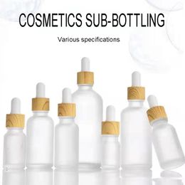 5/10/15/20/30/50/100ml Black Dropper Bottle Tubes Frosted Glass Aromatherapy Refillable Bottles For Essential Massage Oil Container YF0073