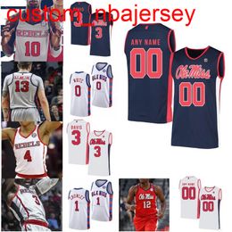 Ole Miss Rebels NCAA College Basketball Jersey Terence Davis Bryce Williams Breein Tyree Sammy HunterRobinson Carlos Curry Custom Stitched