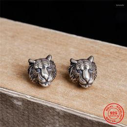 Stud 925 Sterling Silver Creative Retro Tiger Head Earring Trendy Animal Punk Style Ear Pin For Men Women Fine JewelryStud Dale22