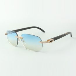 Direct sales medium diamond sunglasses 3524024 with black textured buffalo horn temples designer glasses, size: 18-140 mm