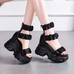 Dress Shoes Summer Sandals 10CM Wedge Heels Sneakers Women Beach Flip Flop High Platform Casual Breathable Slippers