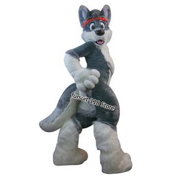 Medium and Long Fur All-in-one Husky Fox Mascot Costume Walking Halloween Suit Party Role-playing Cartoon Props Fursuit #062