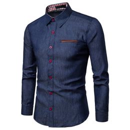 New Arrival Men s Shirts Solid Slim Fit Long Sleeved High Quality Wash Denim Cowboy Jeans Shirts Men Casual Winter Autumn LJ200925