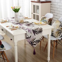 American Style Table Runner Modern Home Table Cloth Tea Table Cabinet Cover Leaf Print Wedding Decoration Runner camino de mesa CX220329