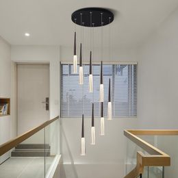 Pendant Lamps Villa Staircase Chandelier Long Line Restaurant Living Room Interior Decoration Hall Vertebral Tube PendantPendant