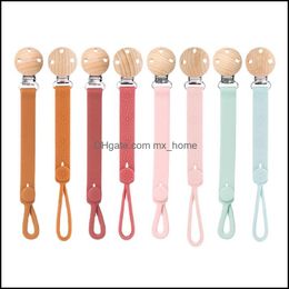 Pacifiers New Baby Sile Bead Teethe Pacifier Beech Clip Chain Infant Nipp Dh8Dy