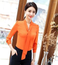 Women's Blouses & Shirts Formal Women & Orange Long Sleeve Office Fashion Ladies Work Wear OL StyleWomen's Vere22