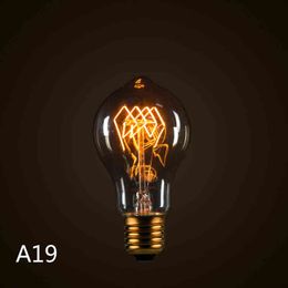 Retro Edison Light Bulb E27 220V 40W A19 Spirai Filament Incandescent Ampoule Bulbs Vintage Edison Lamp H220428